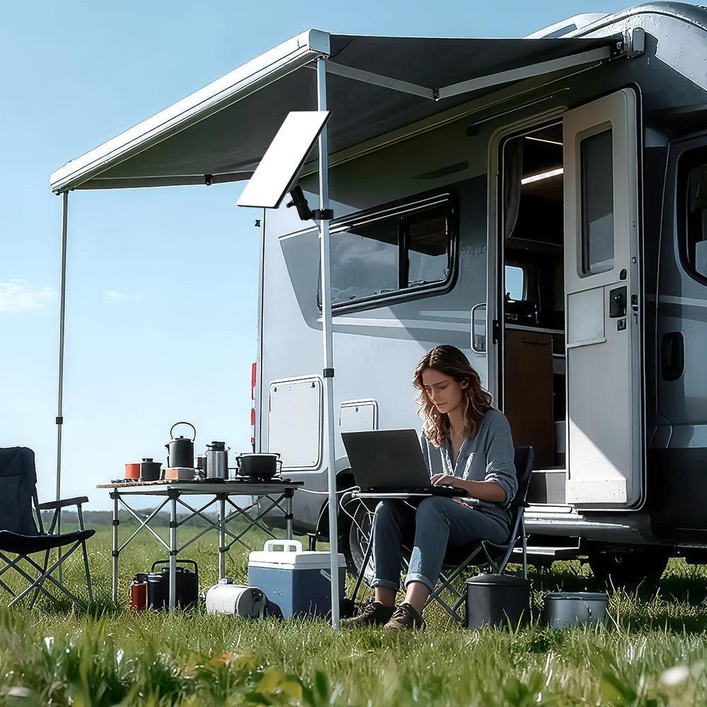 StaroamGear Mount Kit for Starlink Mini - Installed on Roof Rack Camping Setup
