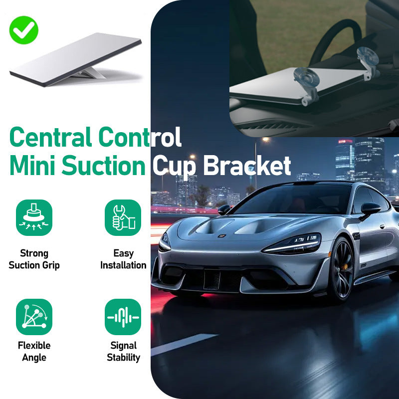 Dual suction cup mount supporting Starlink Mini near a vehicle windshield