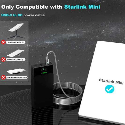 StaroamGear USB-C DC Power Cable for Starlink Mini - 3m to 10m Options