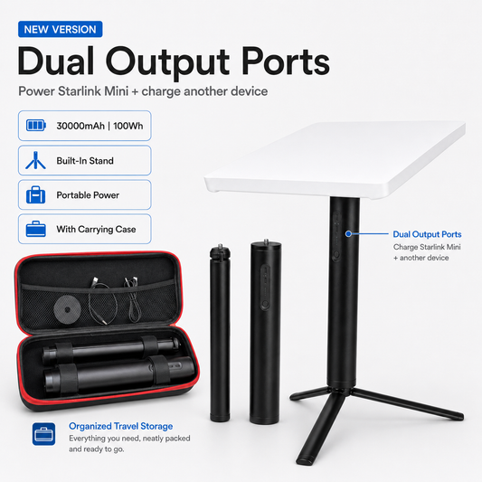 Starlink Mini 30000mAh Power Bank Stand with Carrying Case - Complete Travel Kit